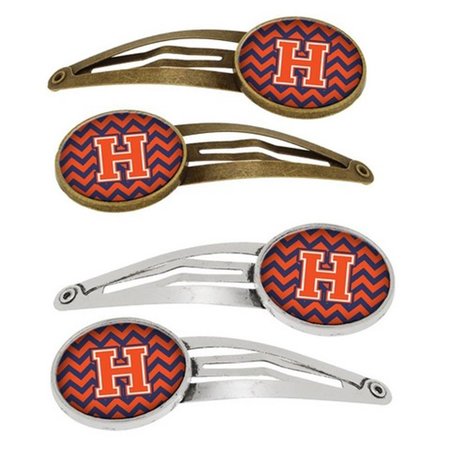 CAROLINES TREASURES Letter H Chevron Orange and Blue Barrettes Hair Clips, Set of 4, 4PK CJ1042-HHCS4